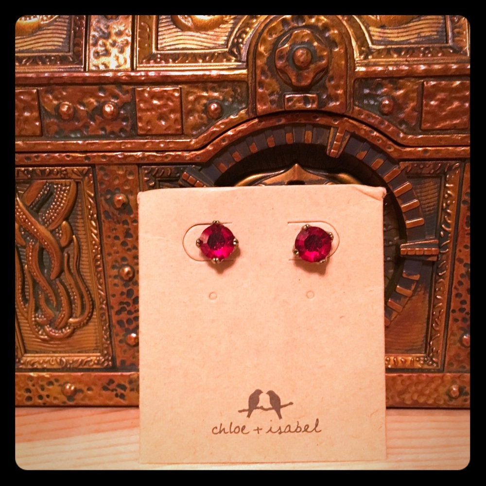 Round Ruby Stud Earrings